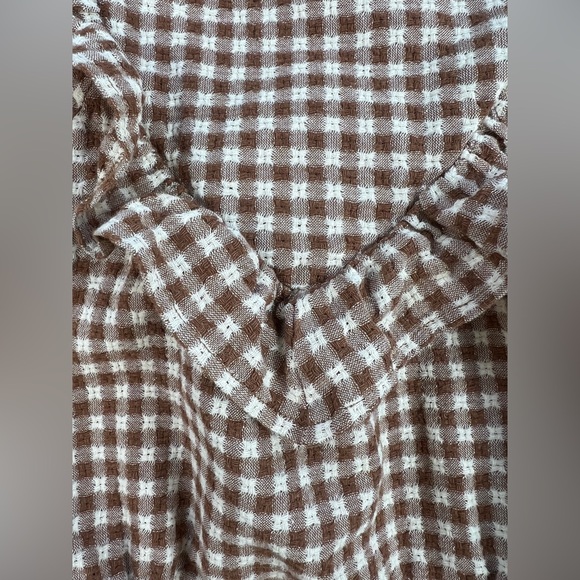 RYLEE + CRU Baby Girl Brown Gingham Long Sleeve Winnie Romper - 0-3M - Picture 4 of 5